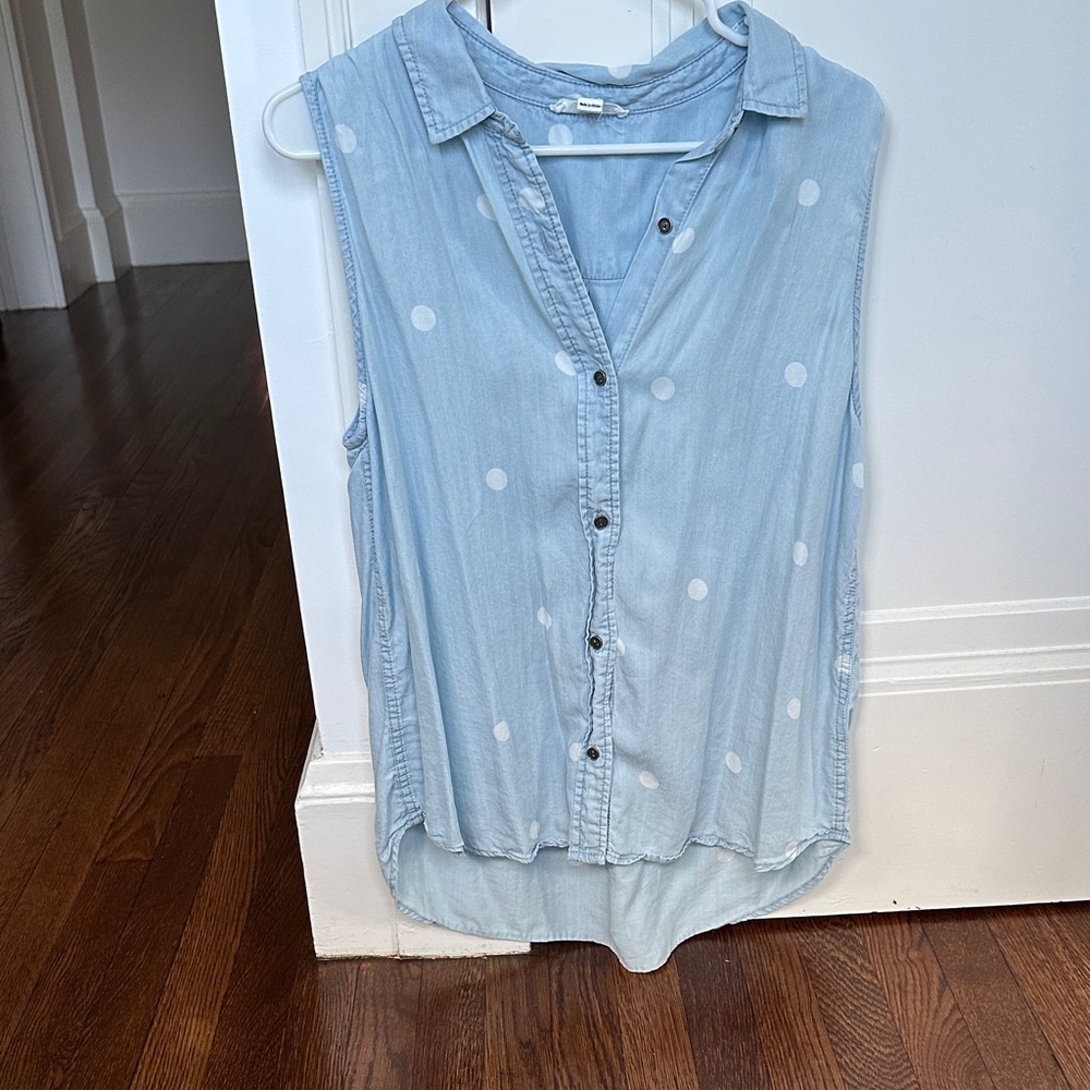 beachlunchlounge Blue Polka Dot Button Down Shirt